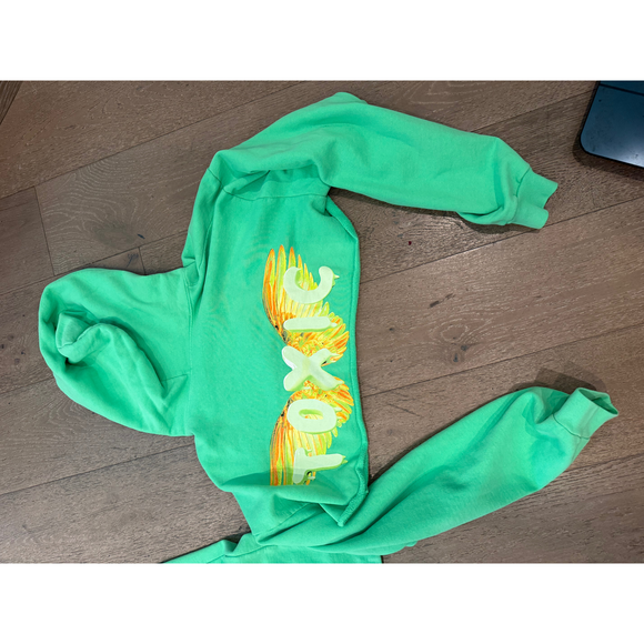 Boys Lie Sweaters - Boys Lie Green Toxic Crop Hoodie Sweatshirt in OS